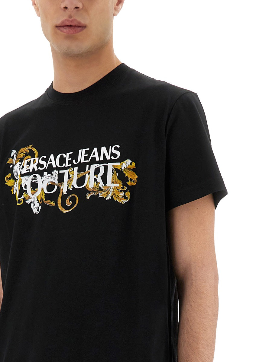 VERSACE JEANS COUTURE Baroque Outline Logo T-Shirt - Size L