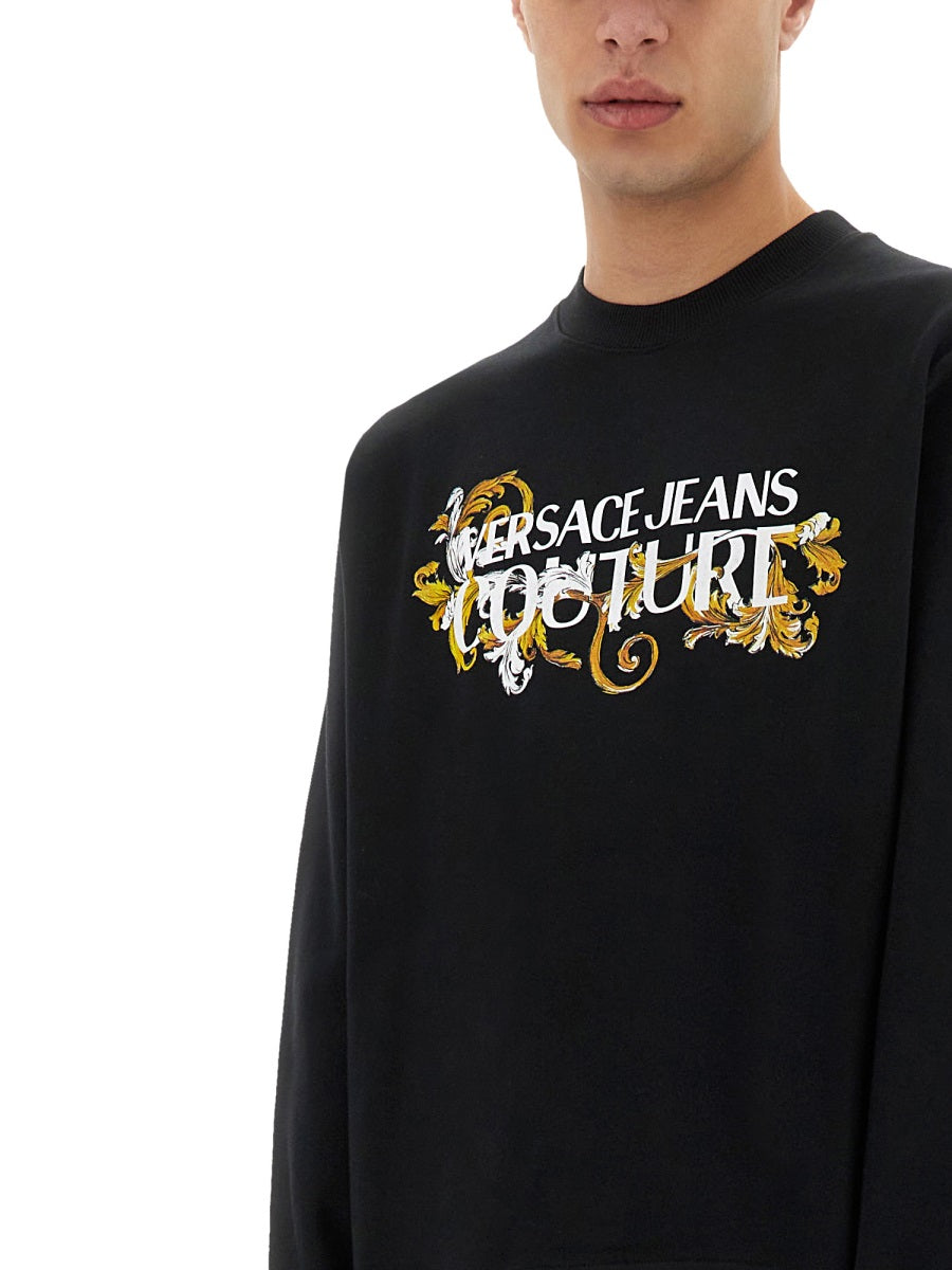 VERSACE JEANS COUTURE Baroque Outline Logo Sweatshirt - Size L