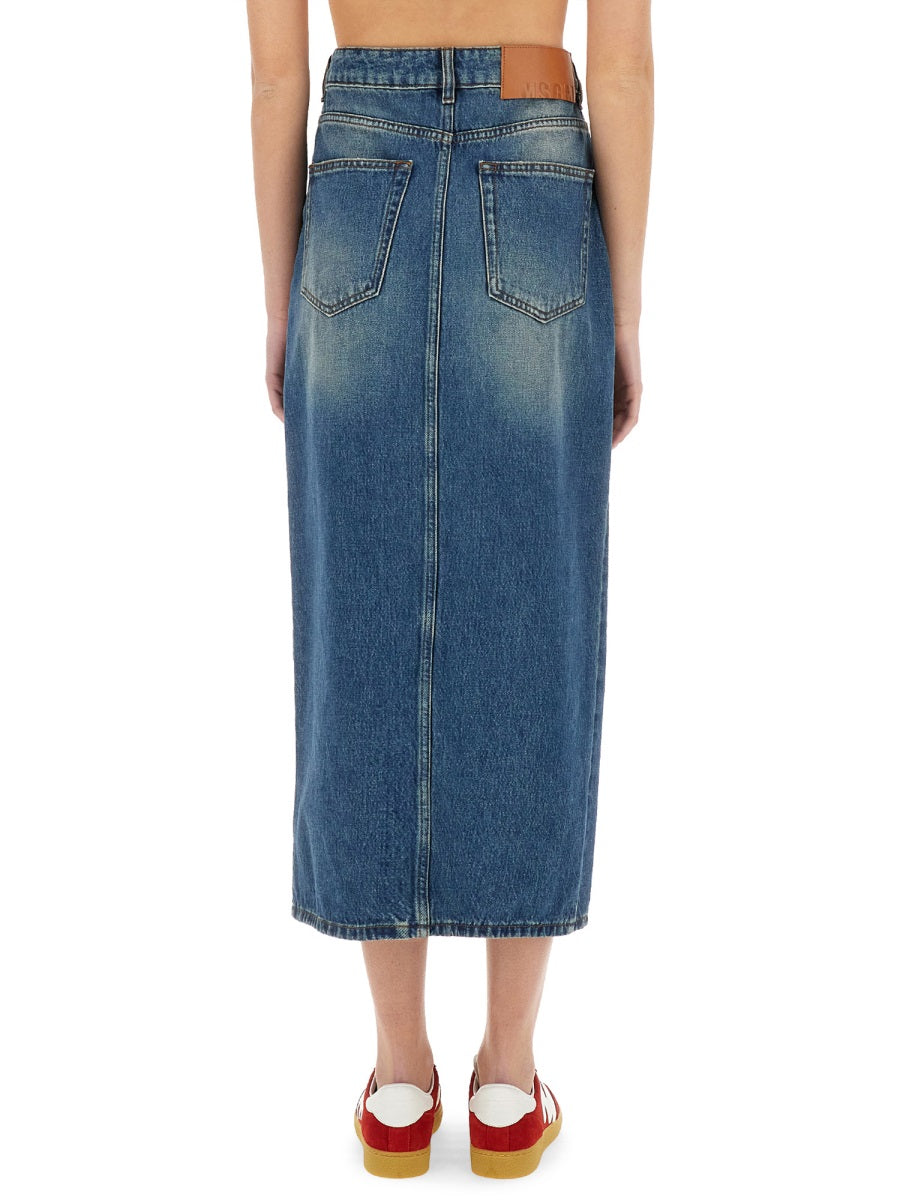 MSGM Long Denim Skirt (Size 38 IT)