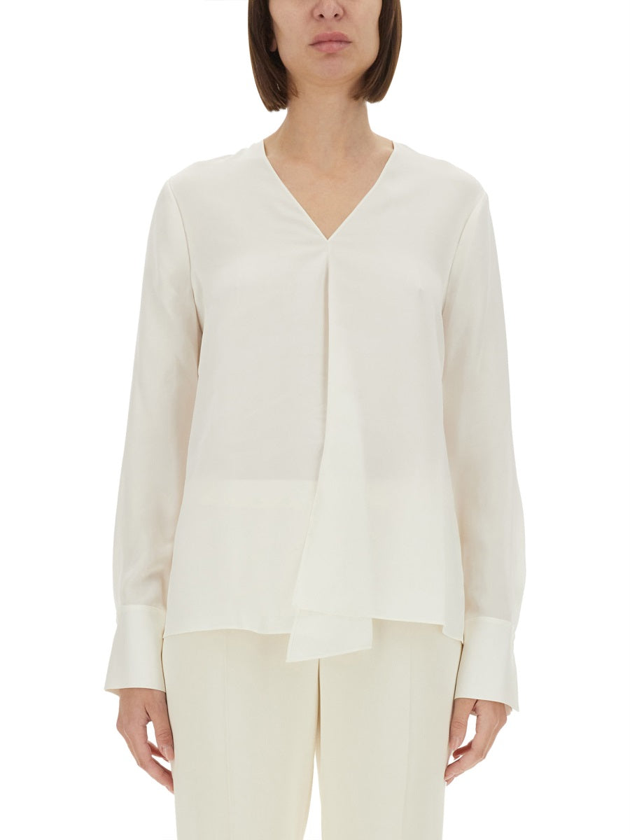 THEORY Relaxed Fit Silk Georgette Blouse - Size S
