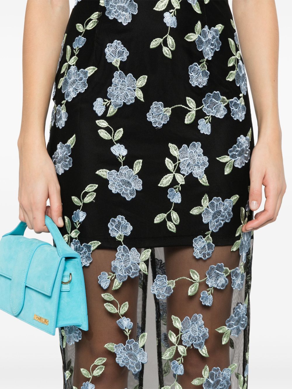 ROTATE BIRGERCHRISTENSEN Strapless Flower Mesh Maxi Dress - Size 34