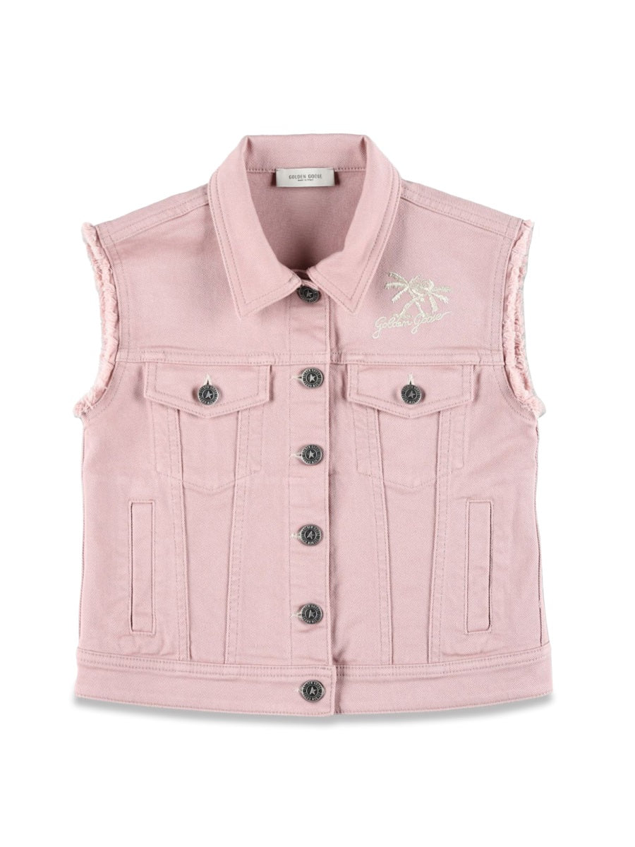 GOLDEN GOOSE Girls' Sleeveless Denim Vest