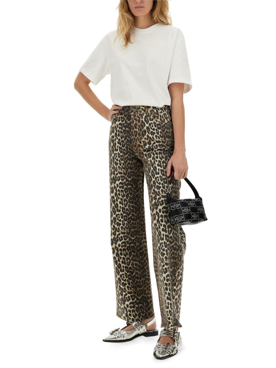 GANNI Animal Print High-Rise Jeans (Size 28)