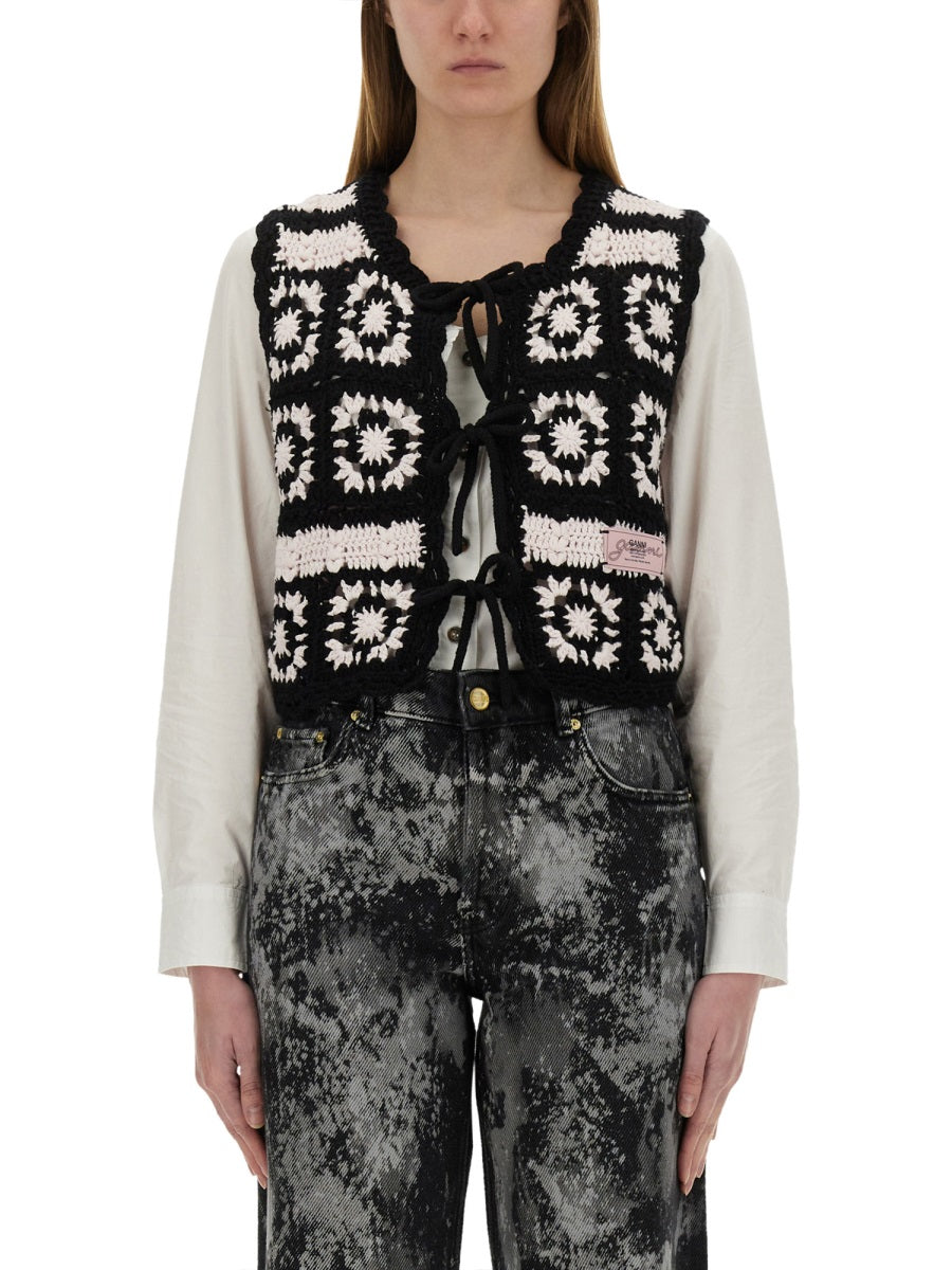 GANNI Crochet Knit Vest - Size S