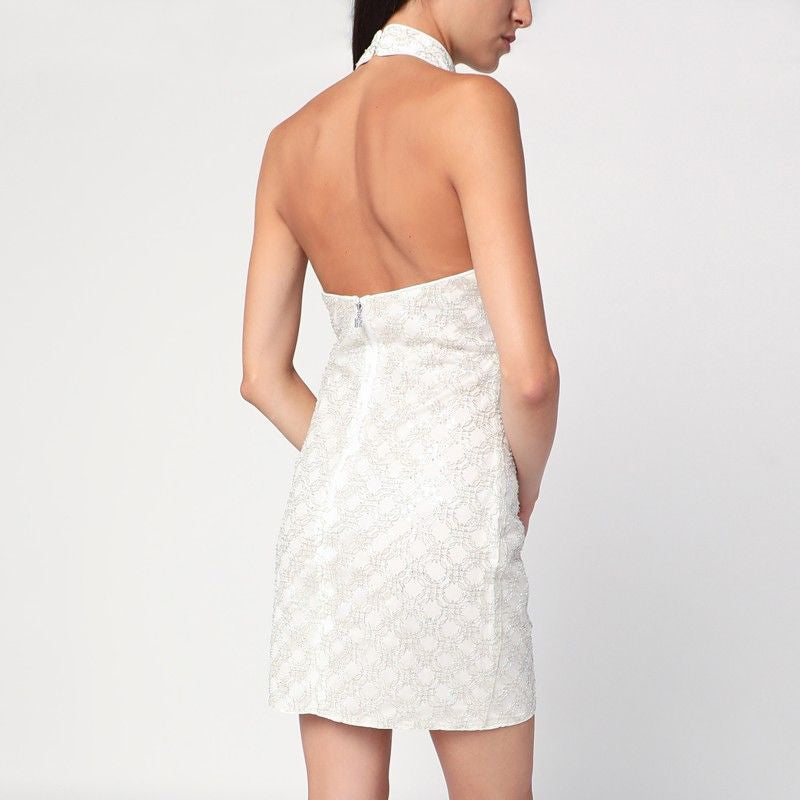 ROTATE BIRGERCHRISTENSEN Elegant Halter Neck Mini Dress with Sequin Detailing