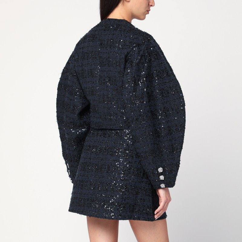 ROTATE BIRGERCHRISTENSEN Mini Bouclé Jacket with All-Over Sequins