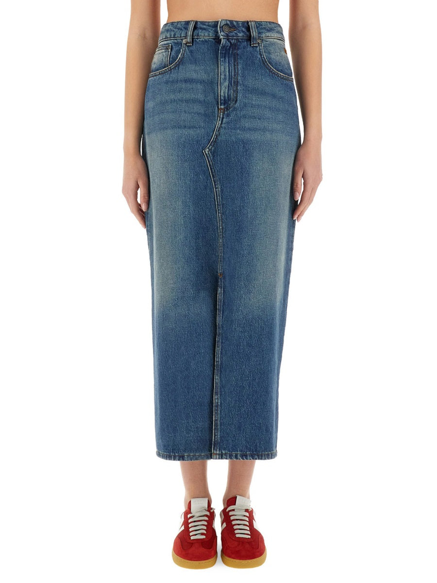 MSGM Long Denim Skirt (Size 38 IT)