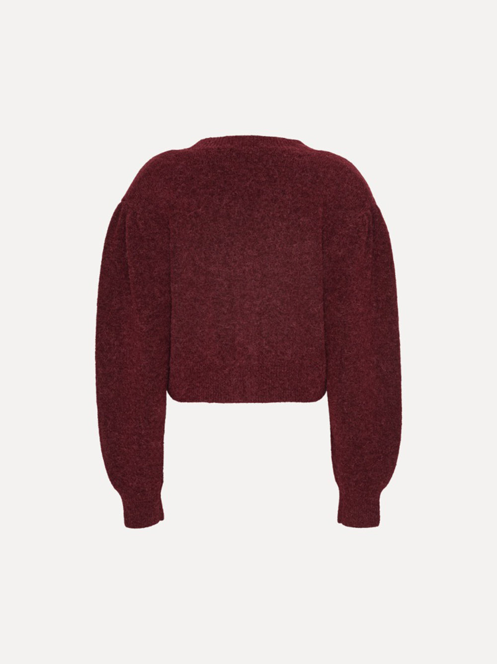 ROTATE BIRGERCHRISTENSEN Puff Sleeve Knit Cardigan with Rose Detail