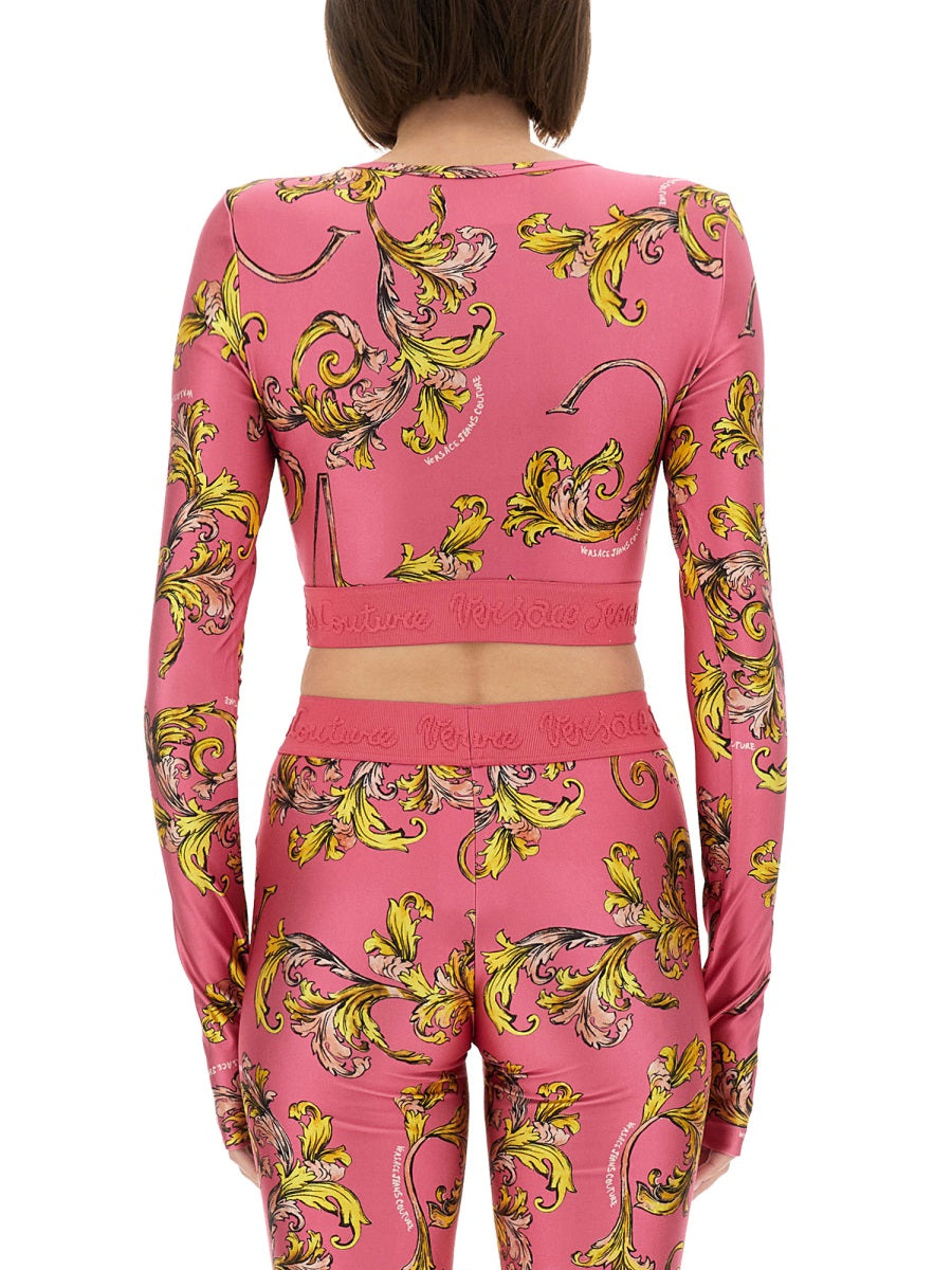 VERSACE JEANS COUTURE Cropped Baroque Mini Top - Size 40 IT