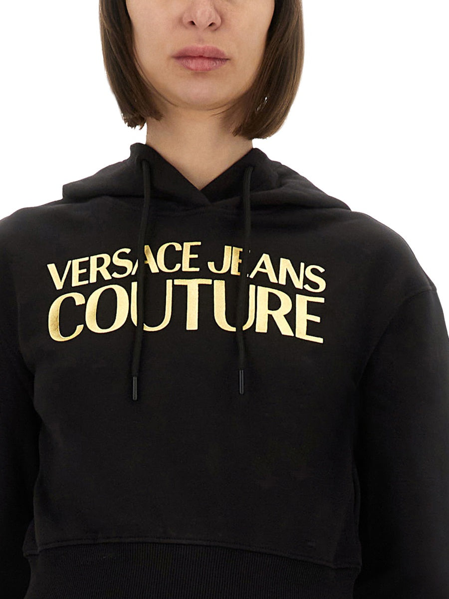 VERSACE JEANS COUTURE Cropped Logo Sweatshirt (Size S)