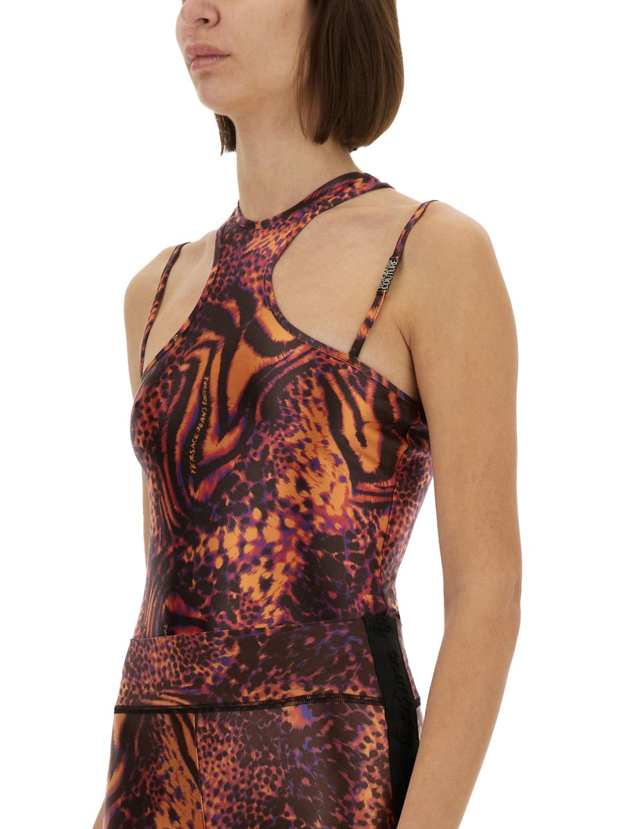 VERSACE JEANS COUTURE Slim Fit Leotard with Print - Size 38 IT