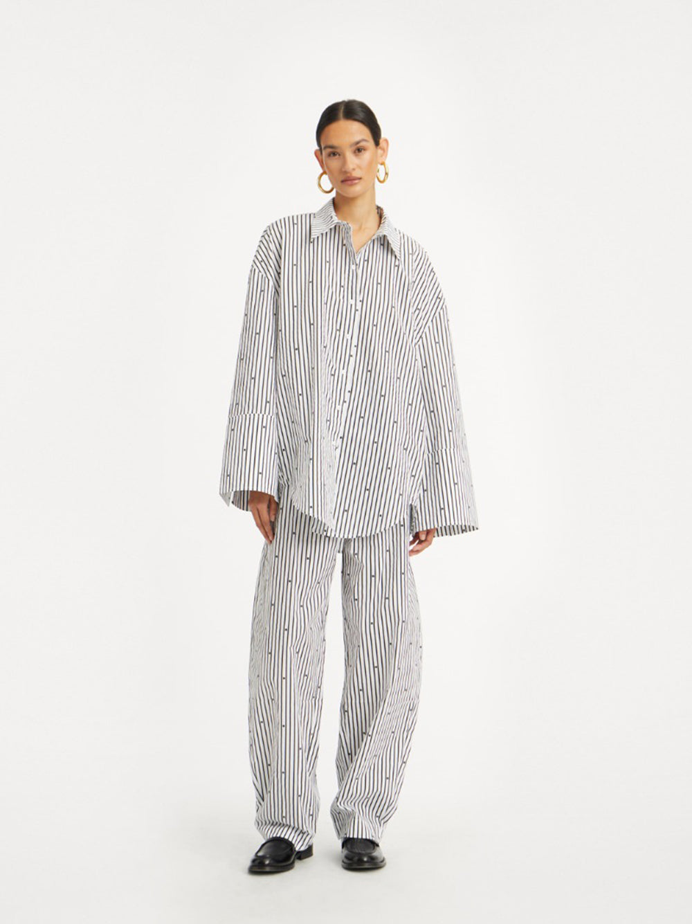 ROTATE BIRGERCHRISTENSEN Curved Hem Oversized Button-Up Shirt - Size 34