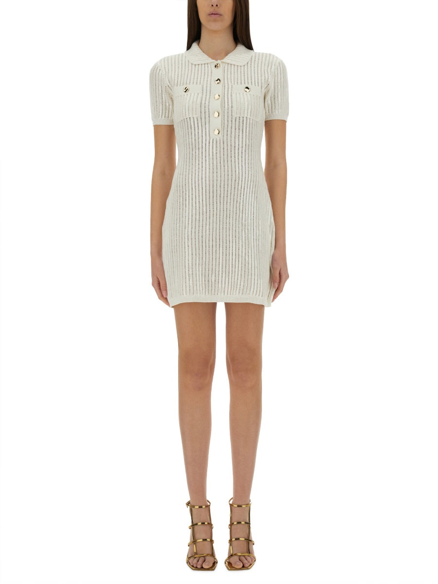 SELF-PORTRAIT Mini Crochet Dress with Sequins - Slim Fit