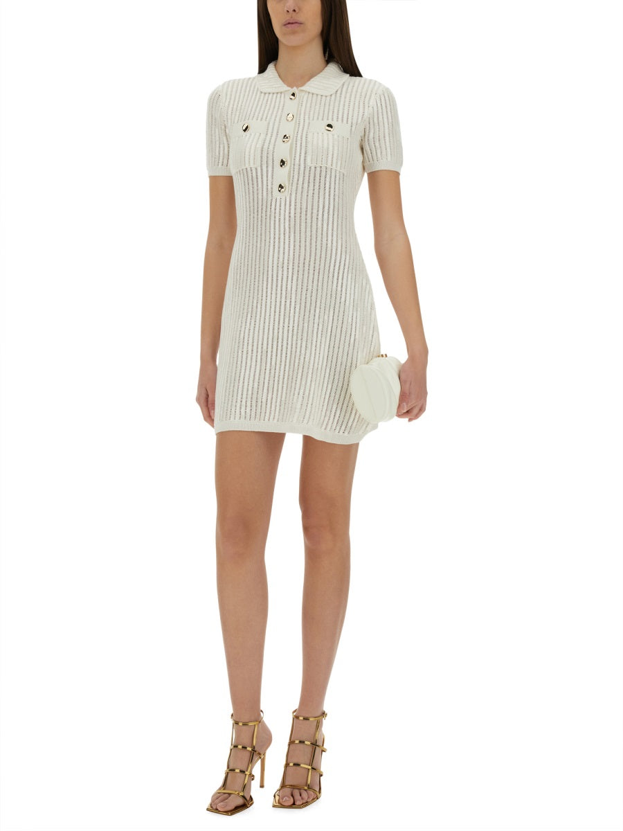 SELF-PORTRAIT Mini Crochet Dress with Sequins - Slim Fit