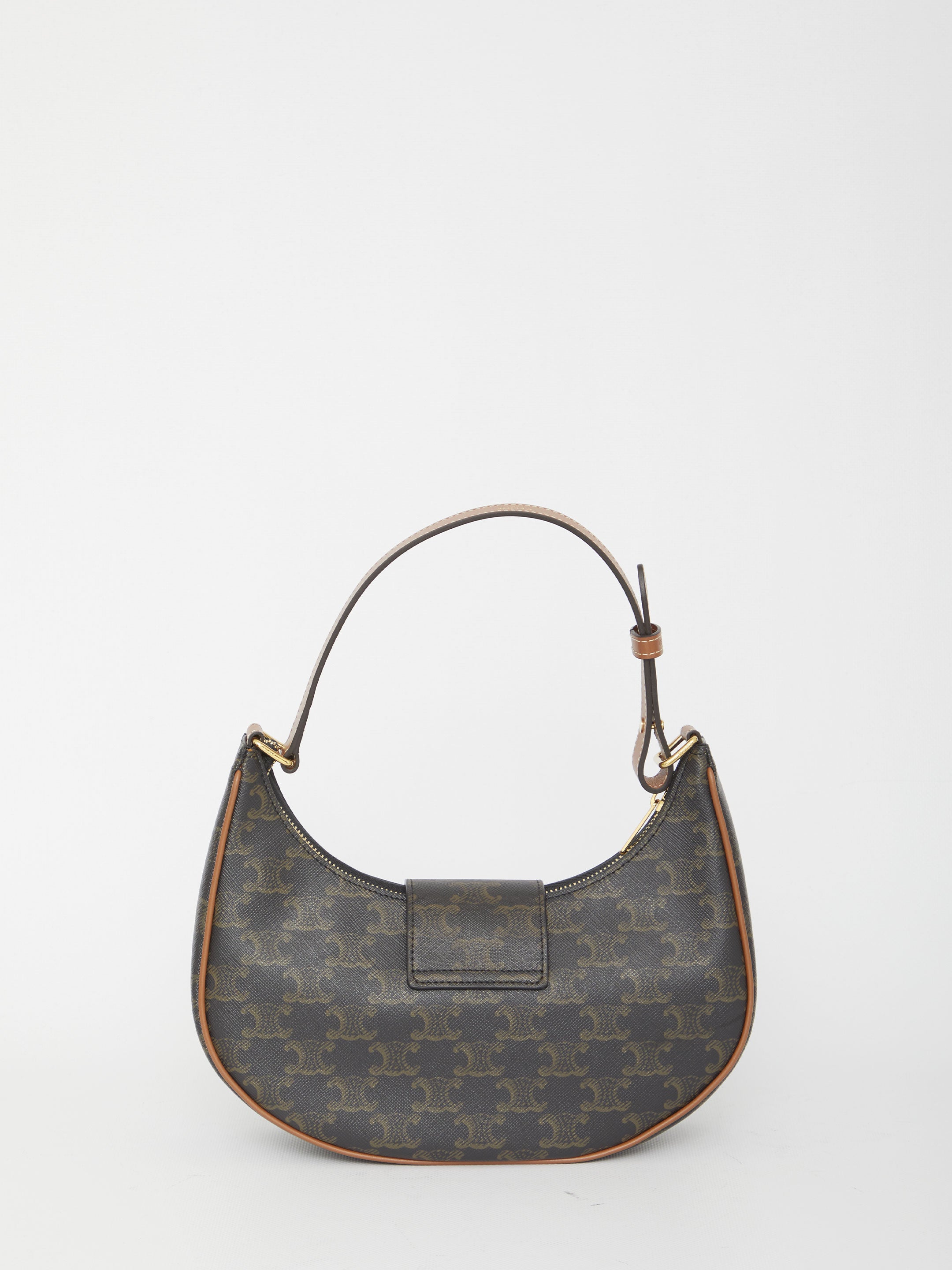 CELINE Medium Ava Shoulder Handbag in Triomphe Canvas & Calfskin