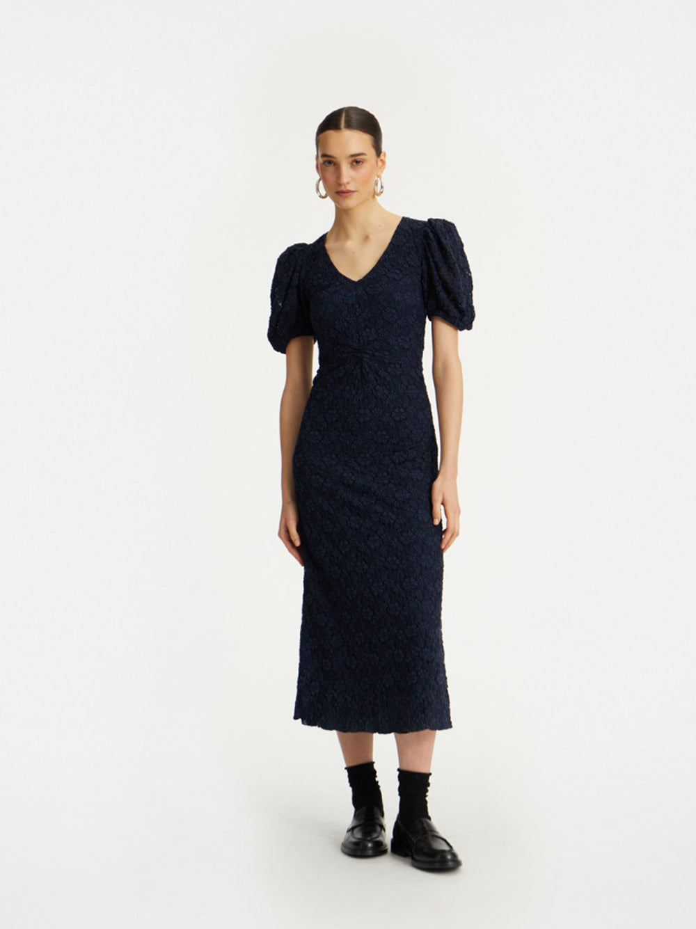 ROTATE BIRGERCHRISTENSEN Lace Mini Dress with Puff Sleeves