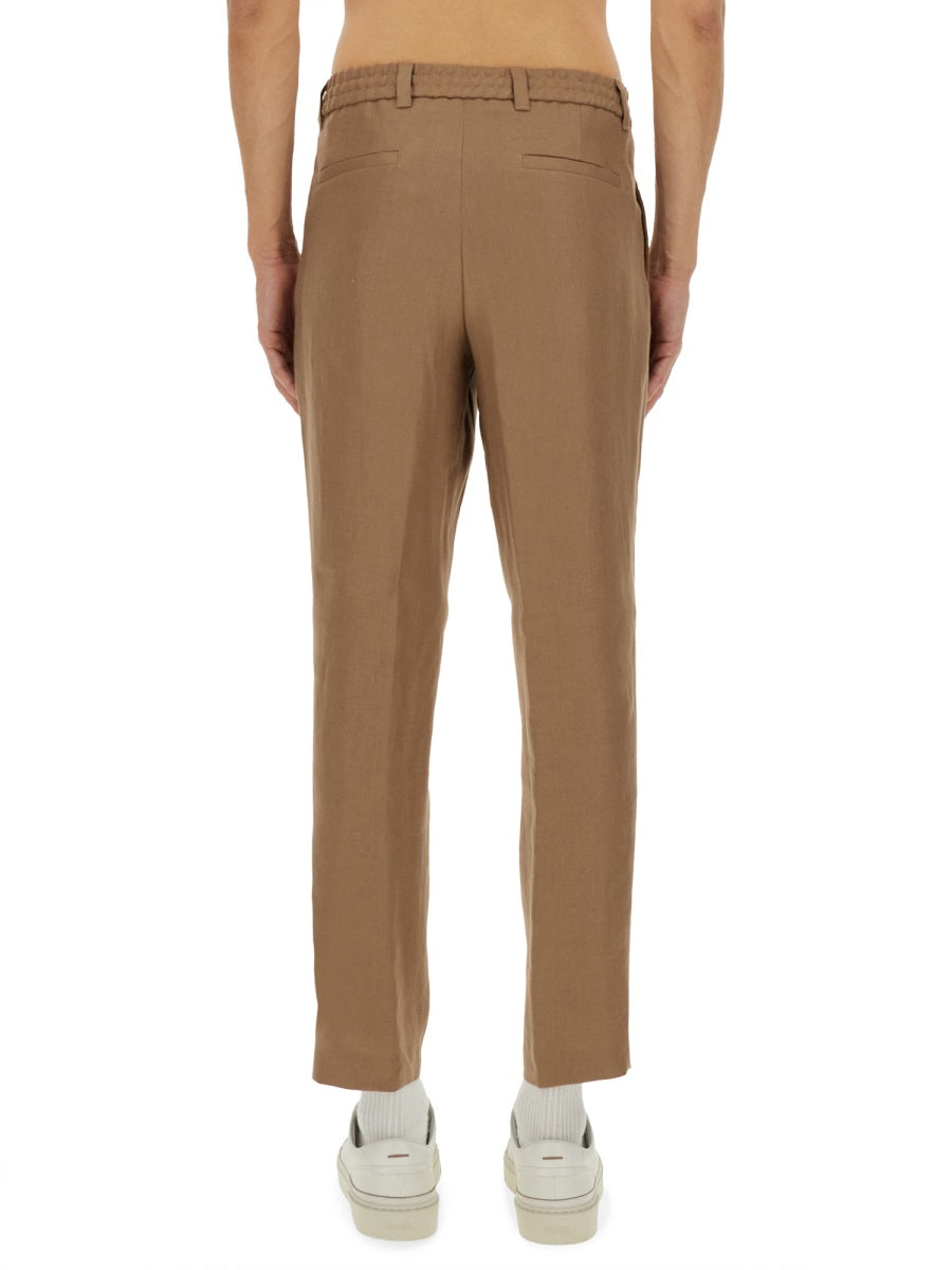 BOSS CAMEL Linen Trousers for Men - Size 48
