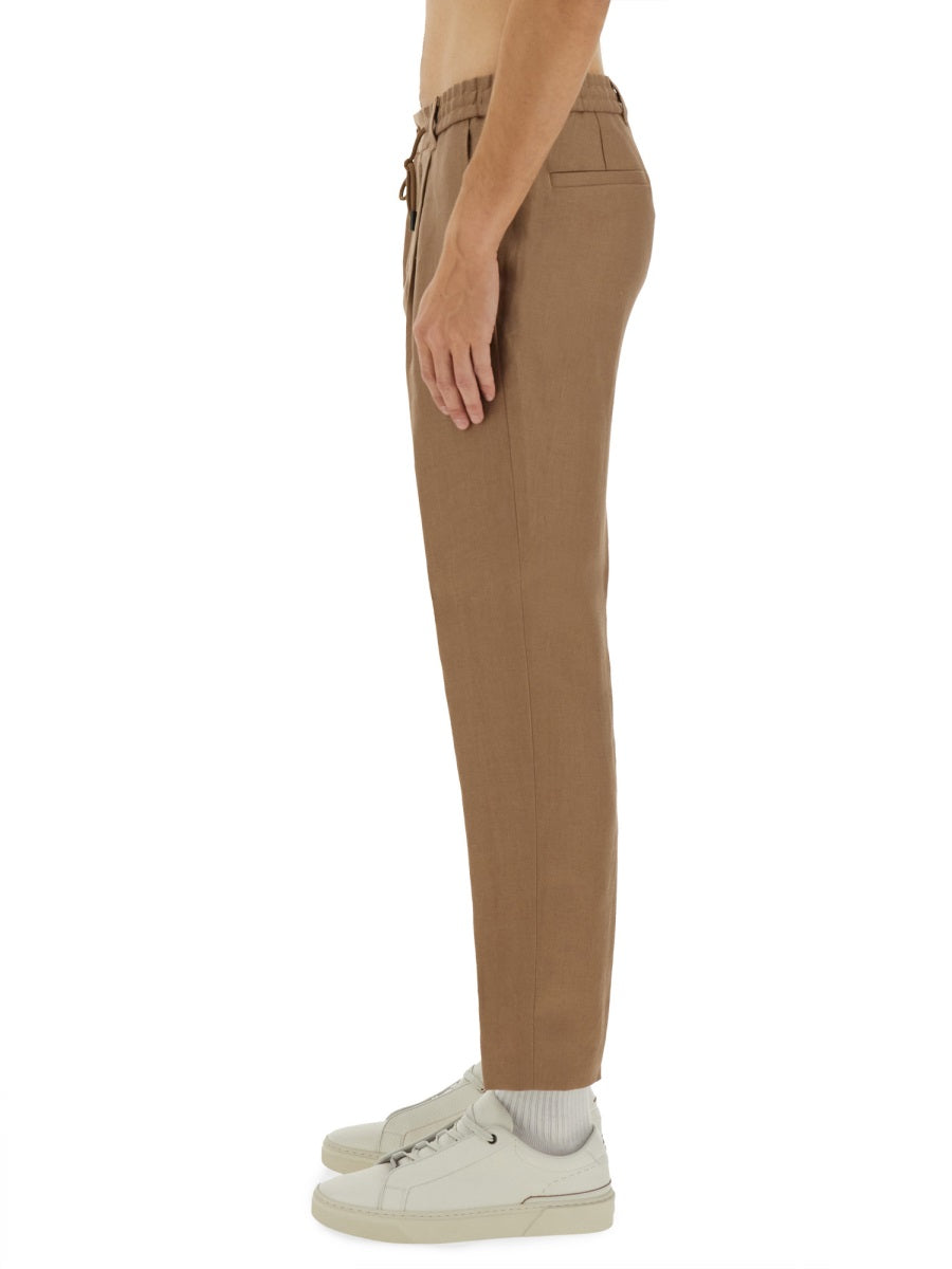 BOSS CAMEL Linen Trousers for Men - Size 48