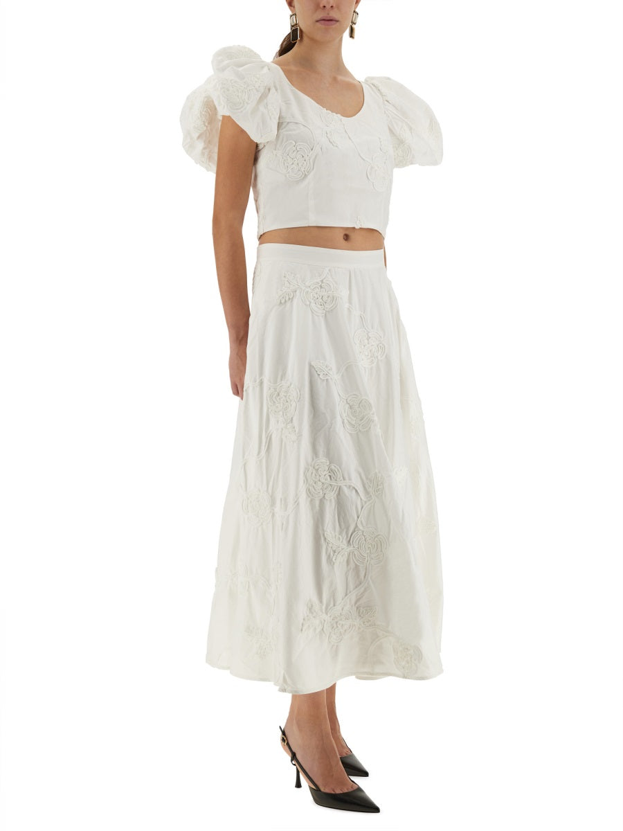 ROTATE BIRGER CHRISTENSEN Cotton Top with Puff Sleeves Size 40