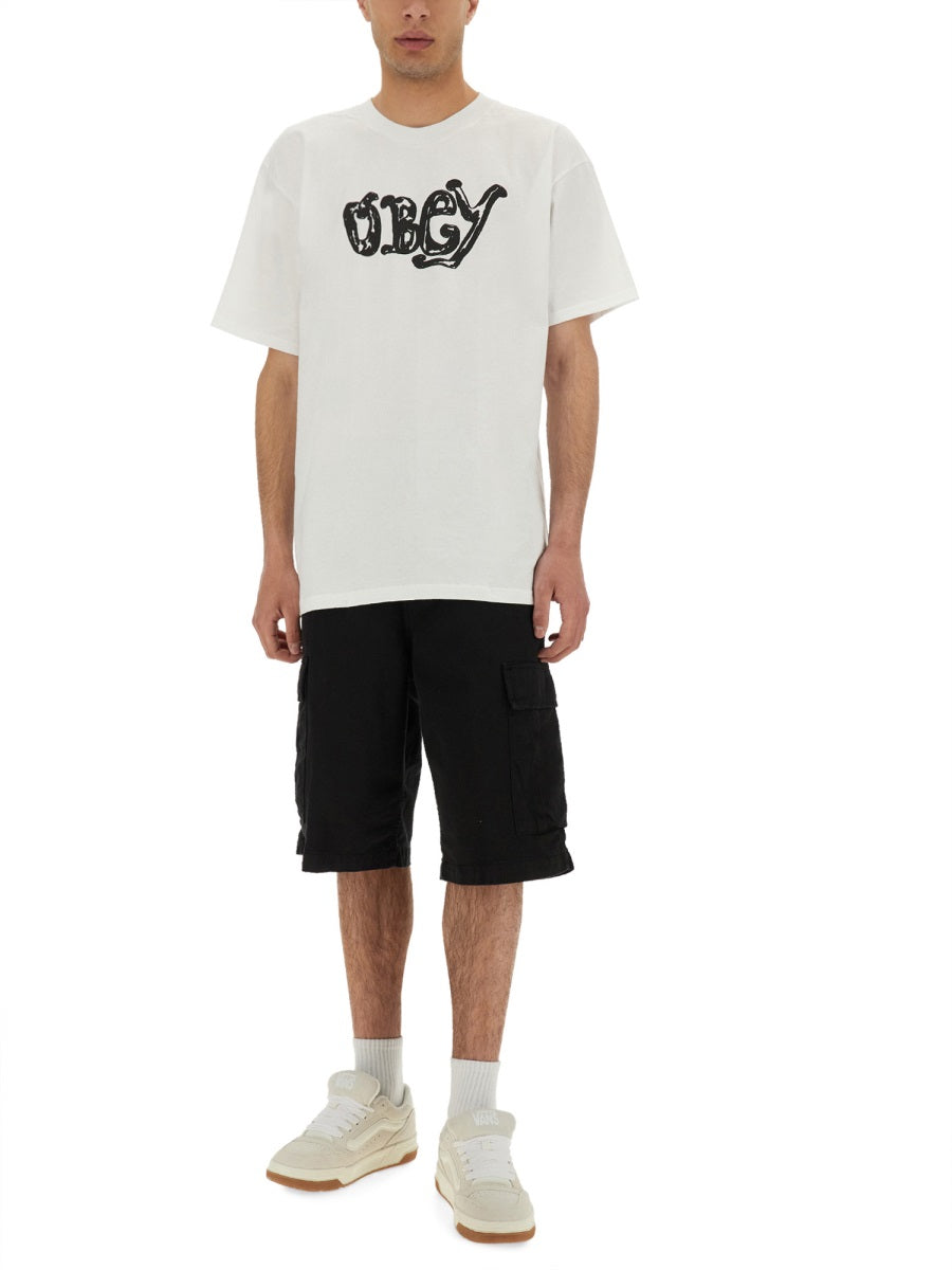 OBEY Logo Print T-Shirt - Size L