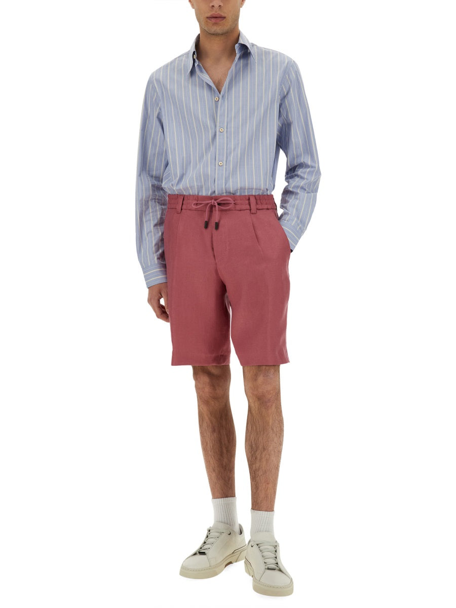 BOSS CAMEL Men's Linen Mini Shorts - Size 48 IT