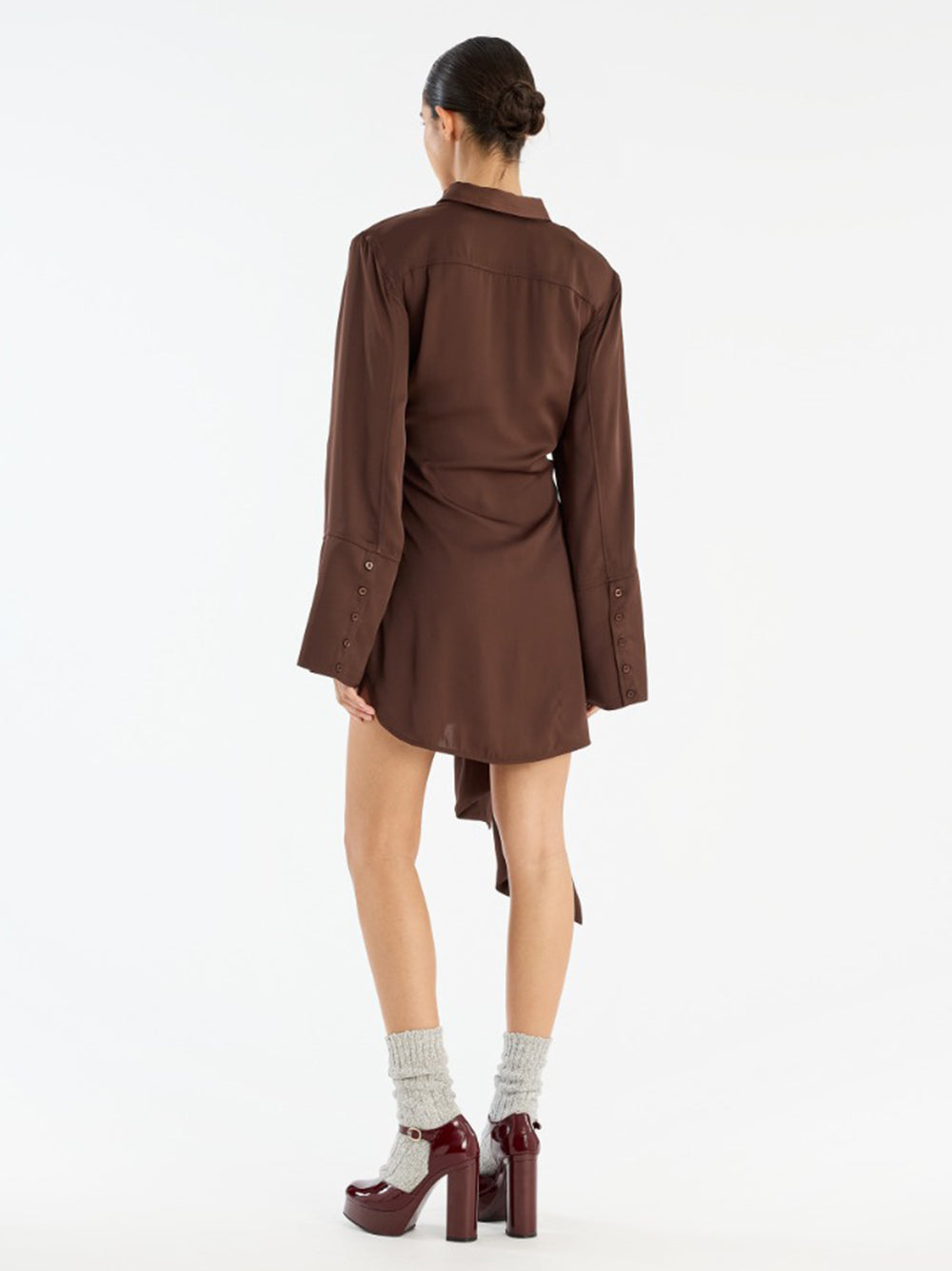 ROTATE BIRGERCHRISTENSEN Classic Shirt Dress with Satin Tie - Size 34