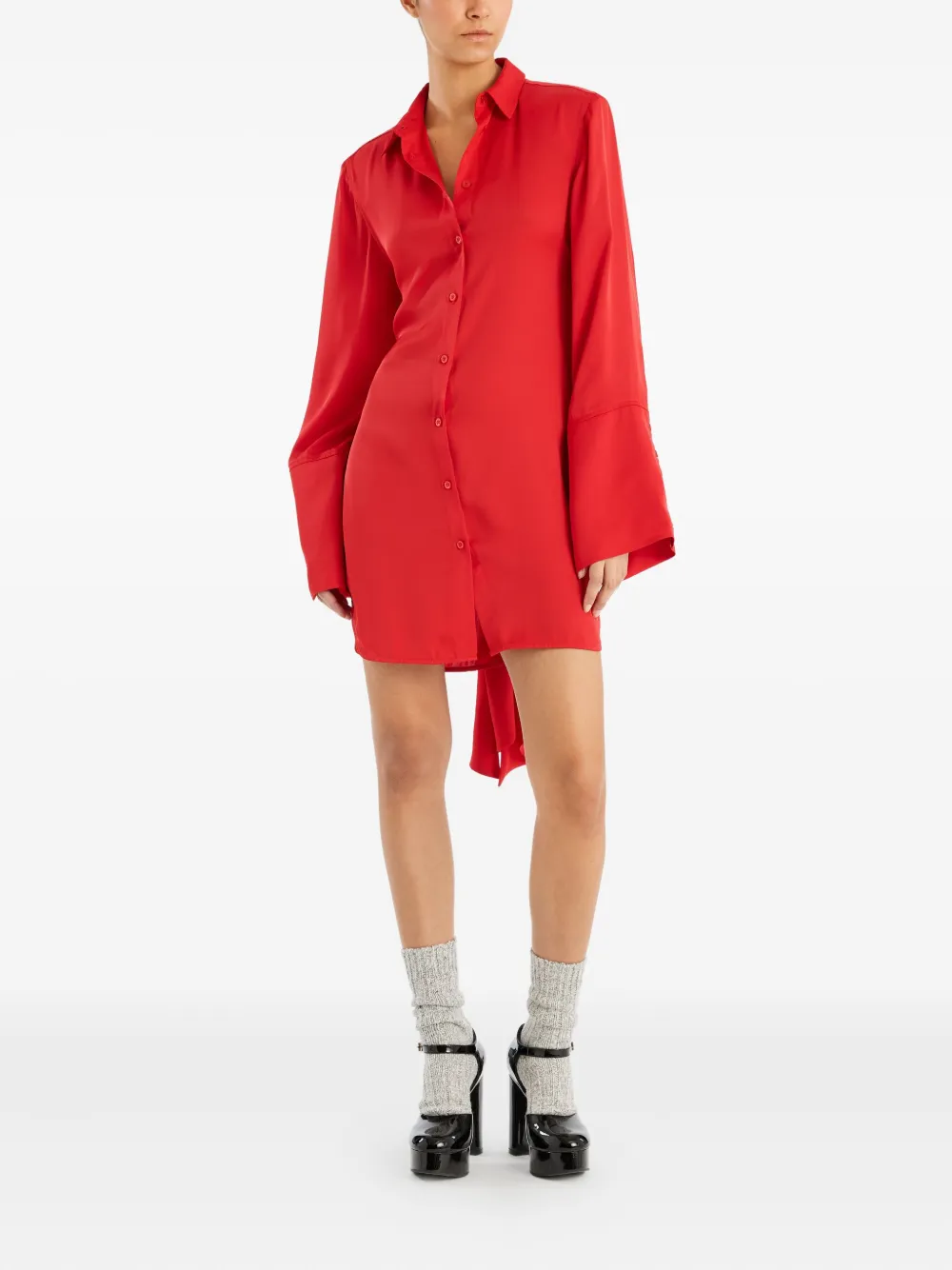 ROTATE BIRGERCHRISTENSEN Classic Shirt Dress with Satin Tie - Size 34