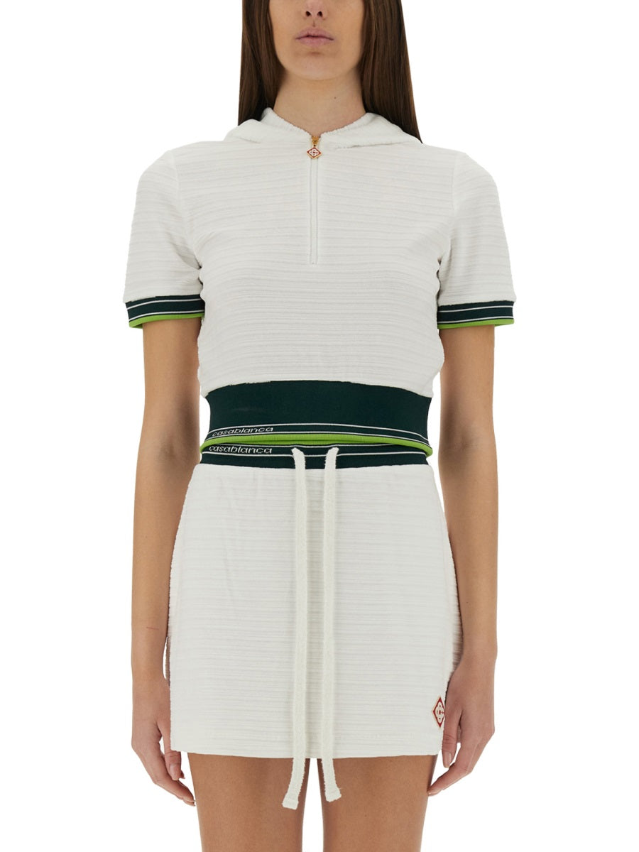 CASABLANCA Mini Cropped Tennis Shirt