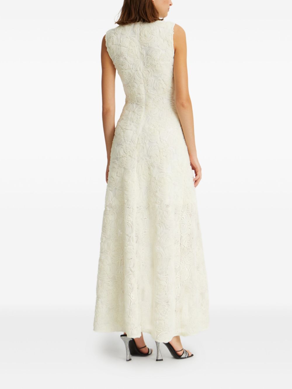 ROTATE BIRGERCHRISTENSEN Floral Mesh Maxi Dress with High Neck - Size 34