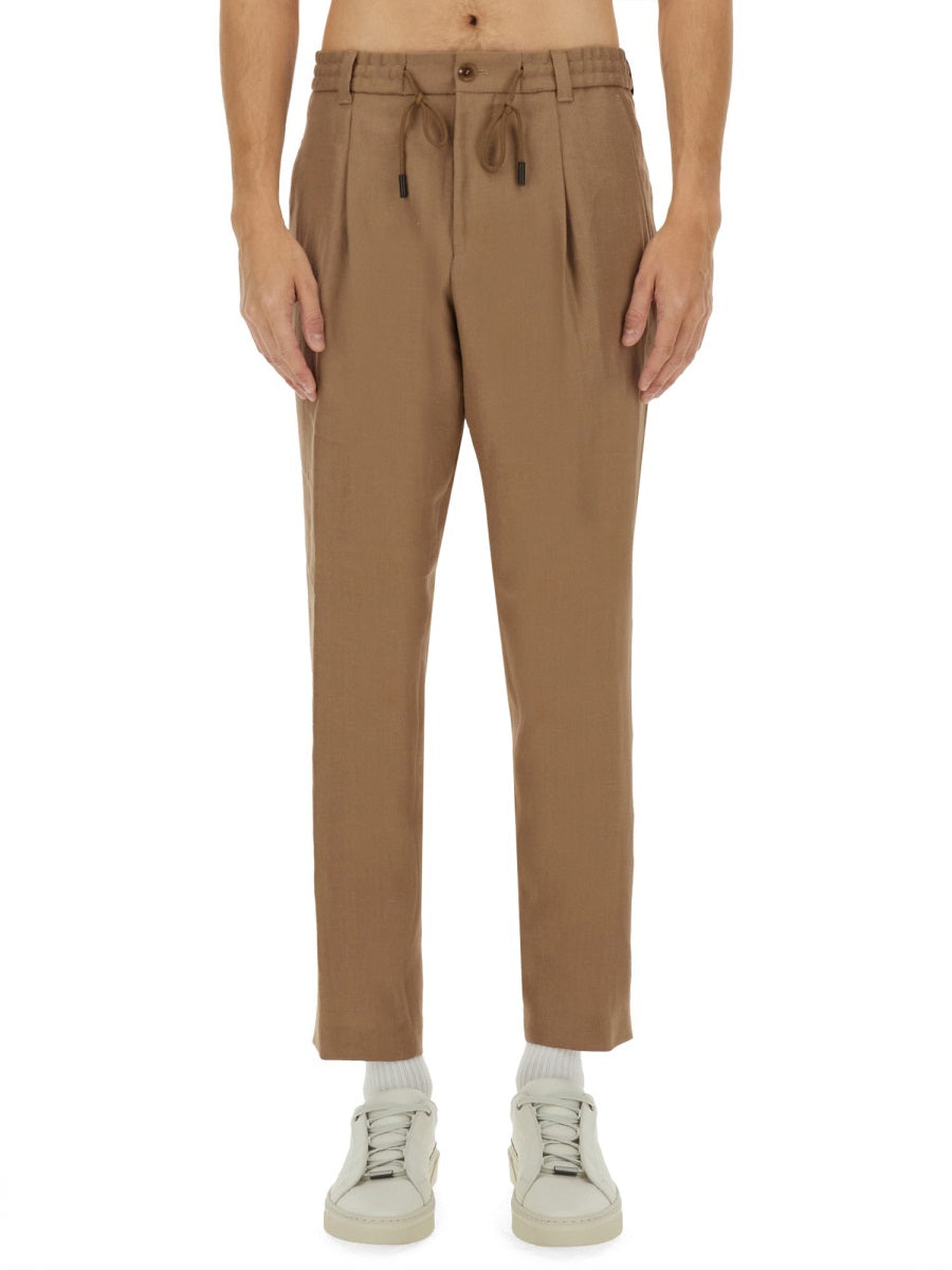 BOSS CAMEL Linen Trousers for Men - Size 48