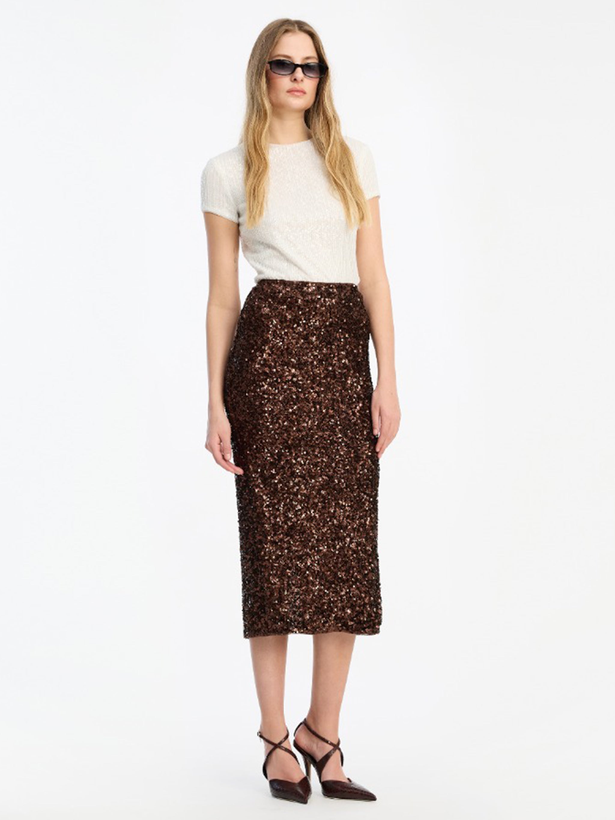 ROTATE BIRGERCHRISTENSEN Sequined Pencil Skirt - Midi