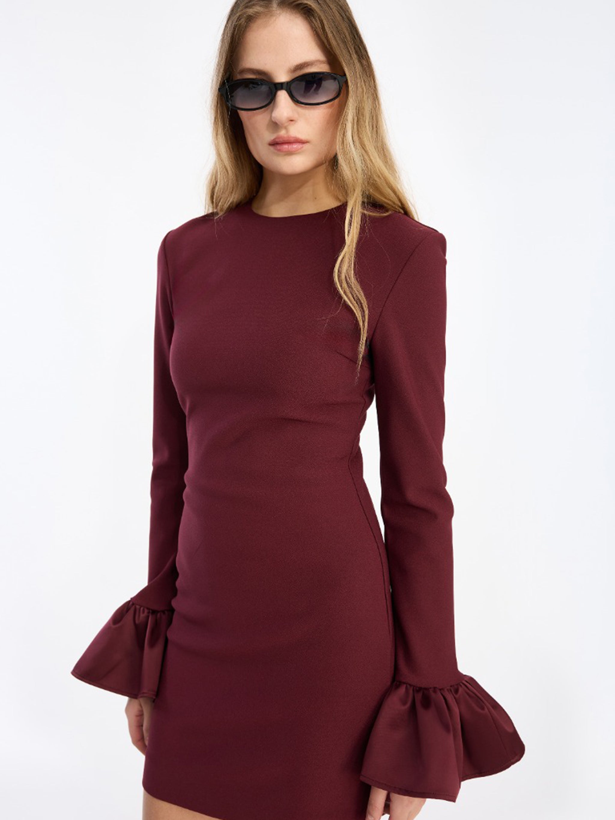 ROTATE BIRGERCHRISTENSEN Chic Mini Dress with Flared Cuffs