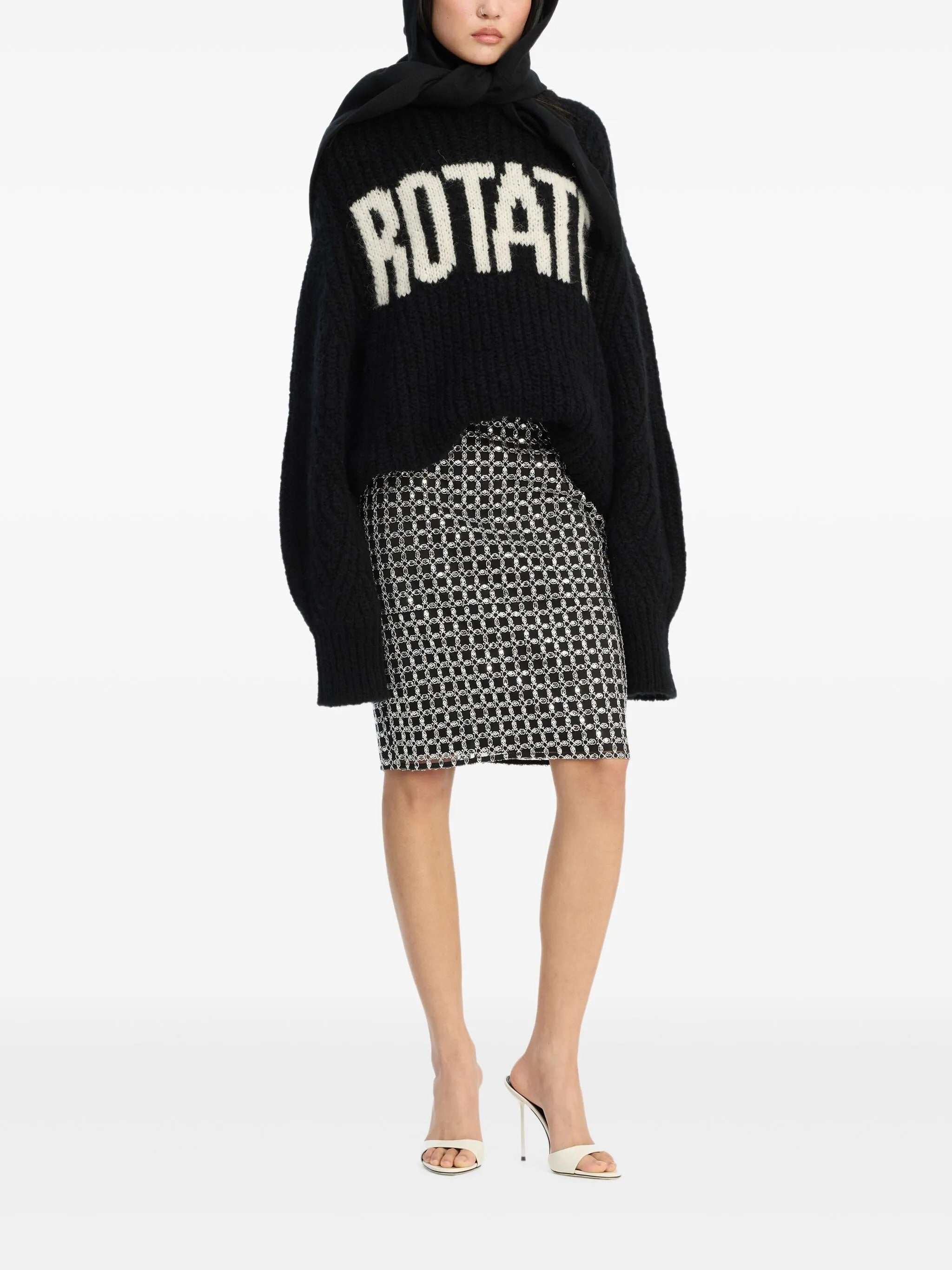 ROTATE BIRGERCHRISTENSEN Knit Logo Sweater - Crew Neck, Size XS