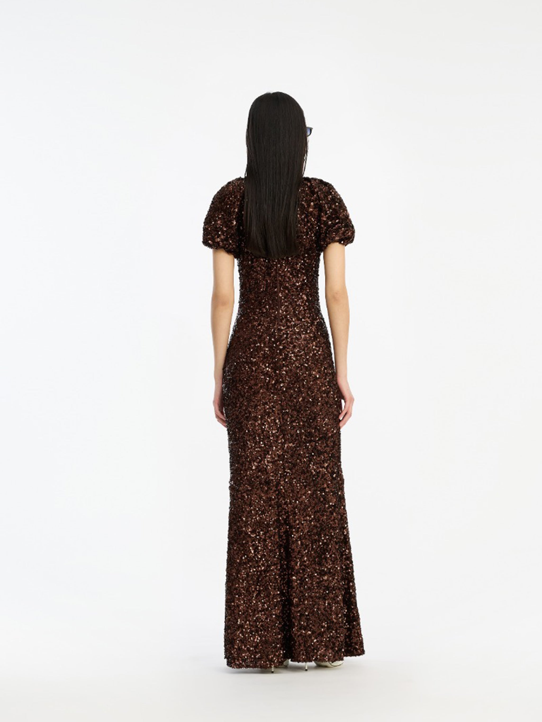 ROTATE BIRGERCHRISTENSEN V-Neck Sequined Midi Dress