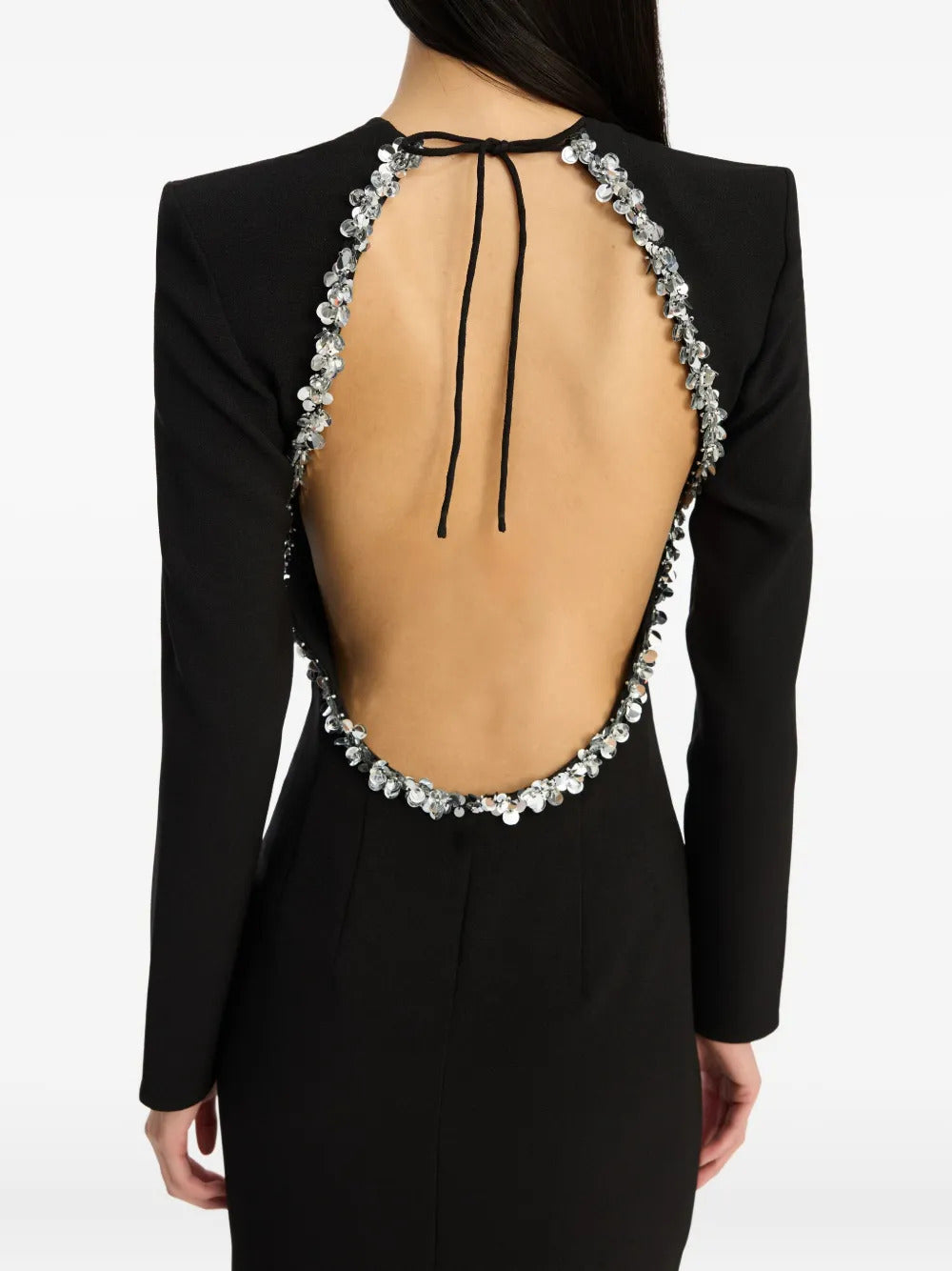 ROTATE BIRGERCHRISTENSEN Crepe Open Back Mini Dress with Rear Tie Detailing