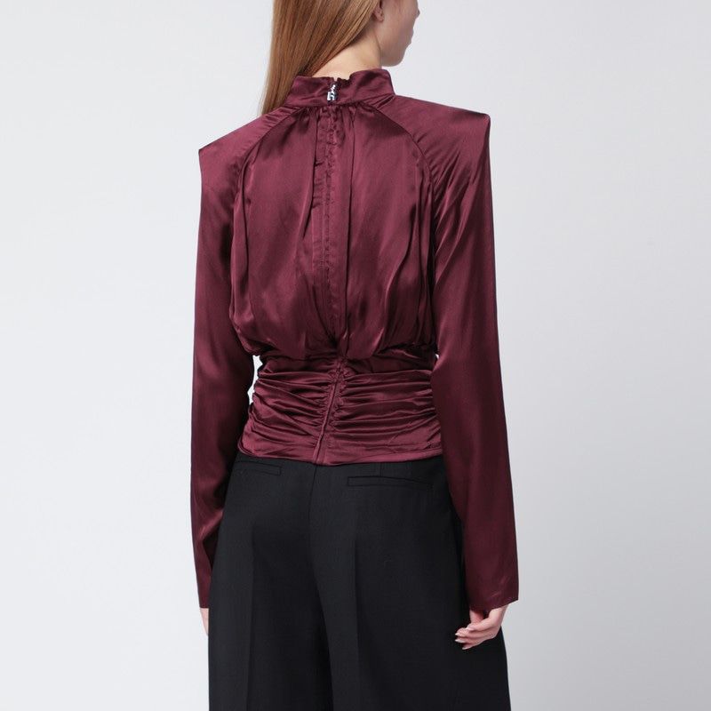 ROTATE BIRGERCHRISTENSEN Ruched Silk Top with Halter Neckline