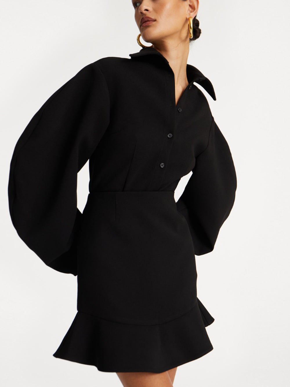 ROTATE BIRGERCHRISTENSEN Fitted Shirt with Voluminous Sleeves - Size 34