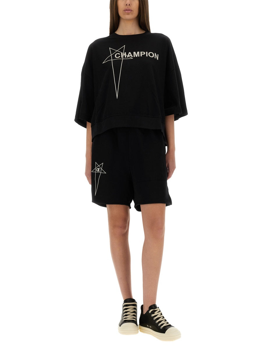 CHAMPION X RICK OWENS Mini Cropped Oversized T-Shirt