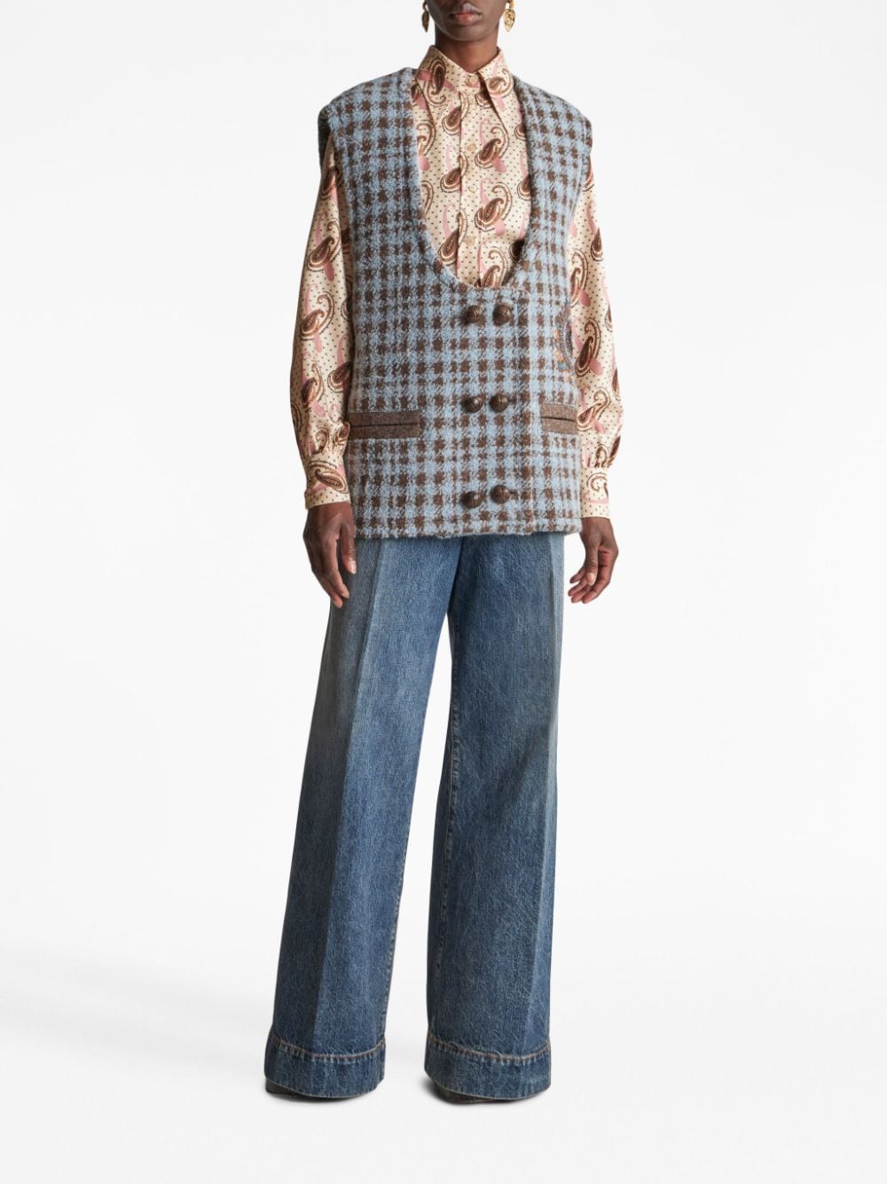 ETRO Oversized Houndstooth Vest - Size 40 IT