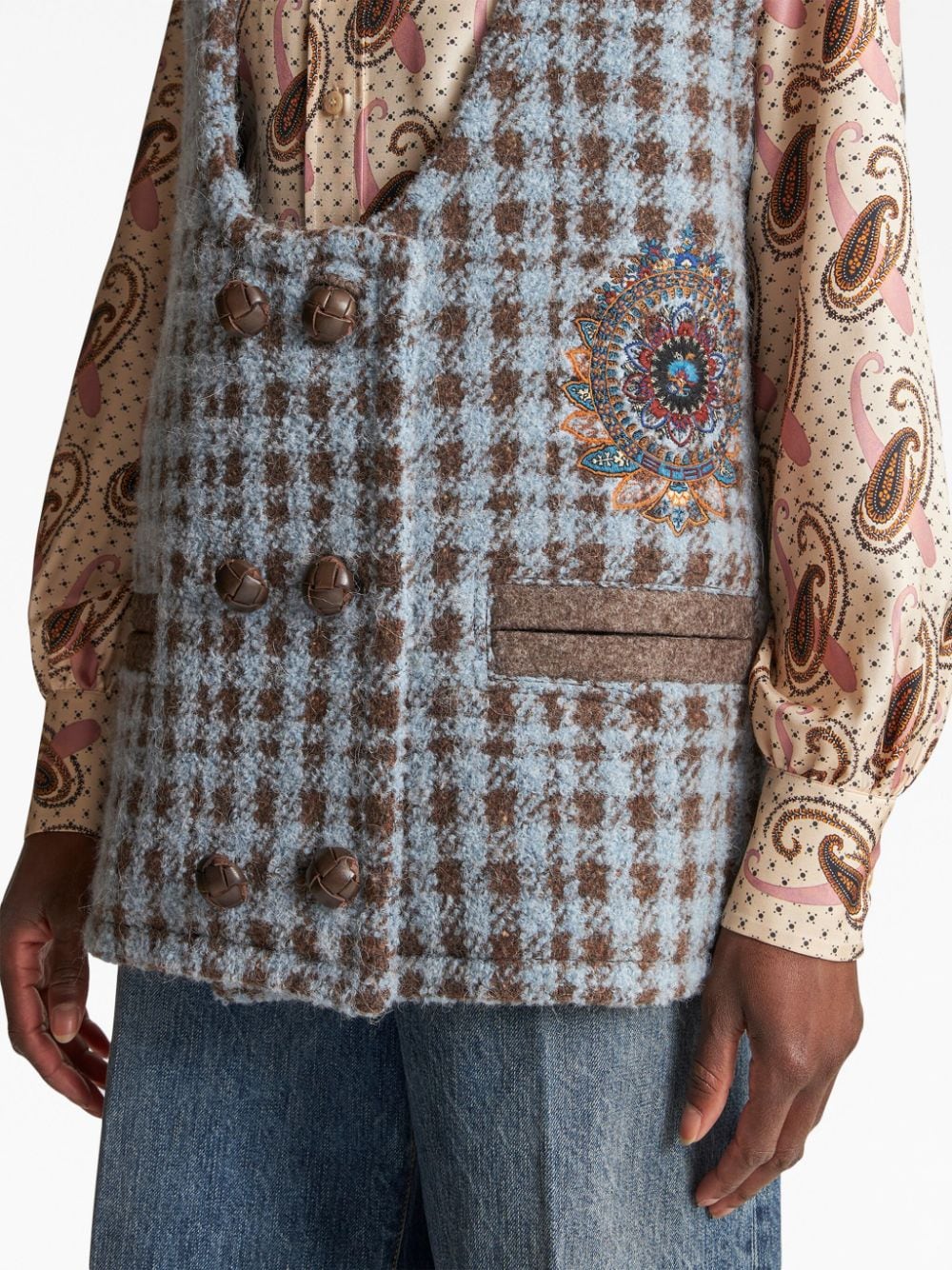 ETRO Oversized Houndstooth Vest - Size 40 IT
