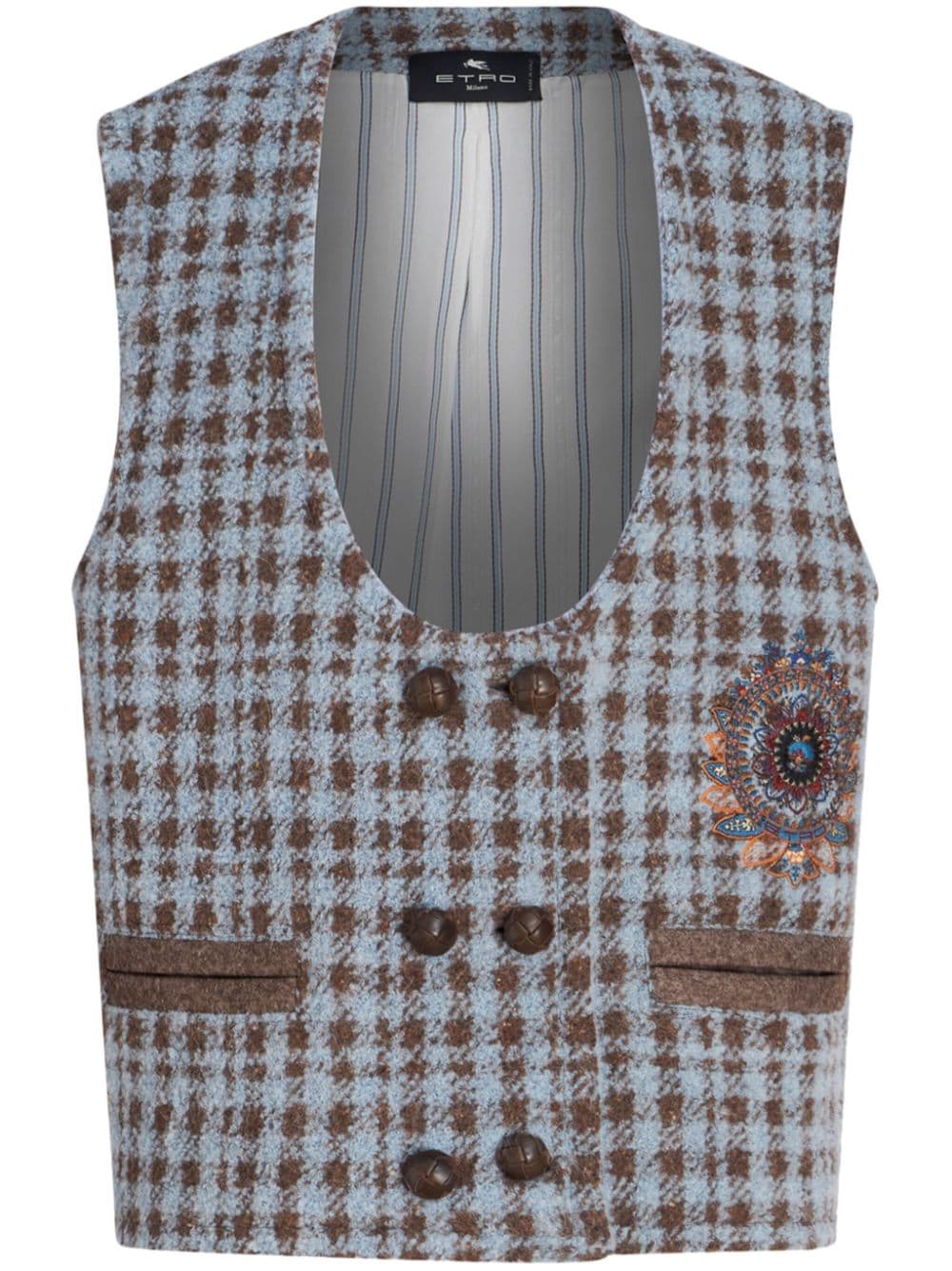 ETRO Oversized Houndstooth Vest - Size 40 IT
