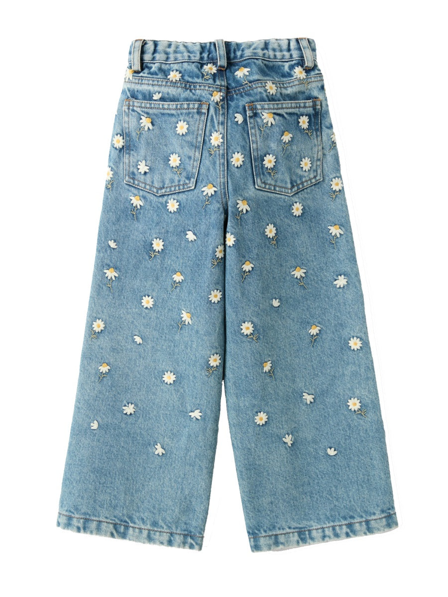 IL GUFO Girls' 100% Cotton Mini Denim Trousers