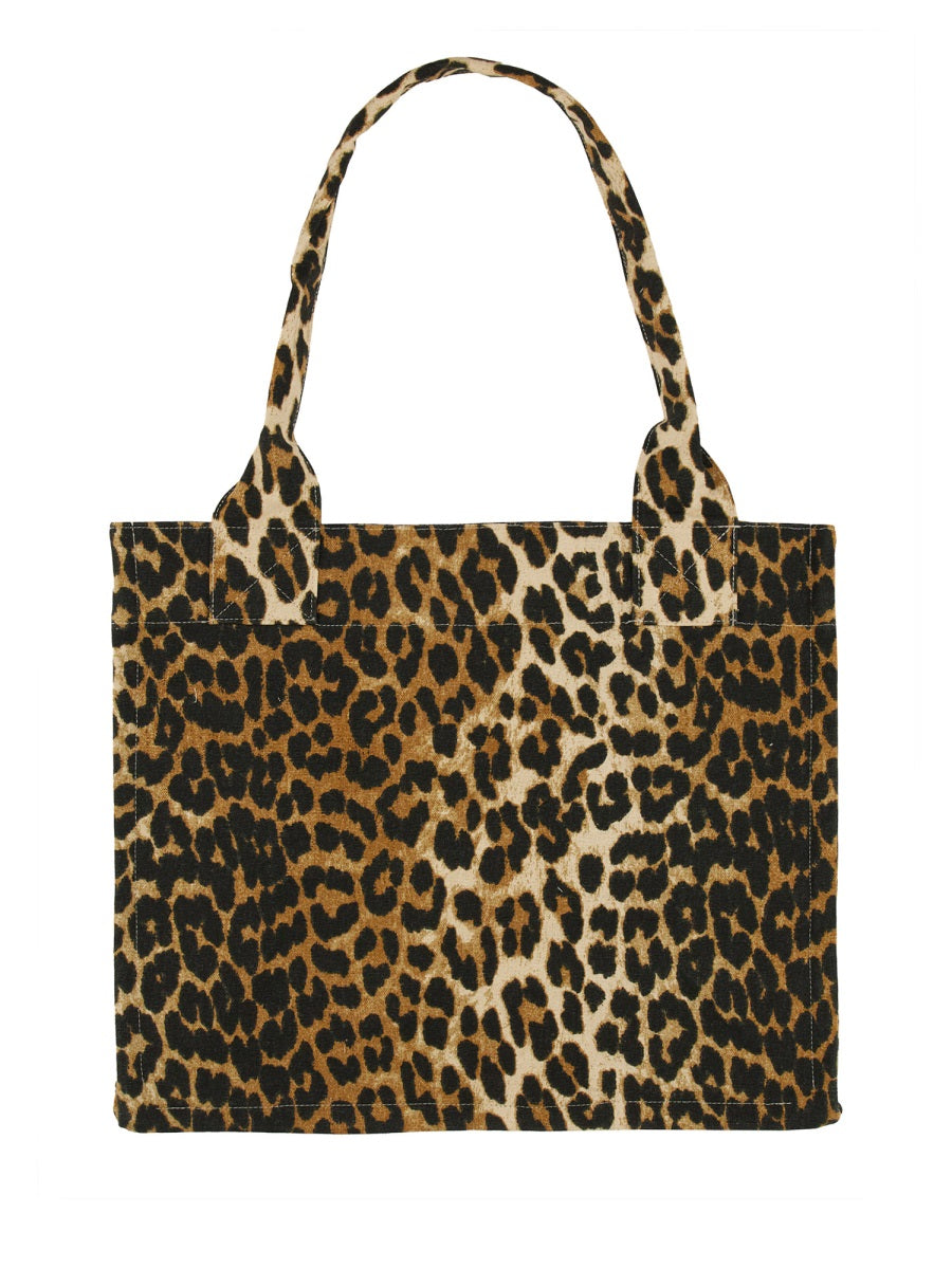 GANNI Leopard Print Mini Tote Handbag