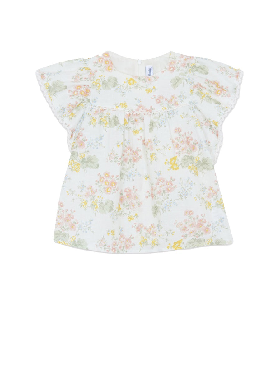 TARTINE ET CHOCOLAT Girls' Mini Linen Cotton Blend Top