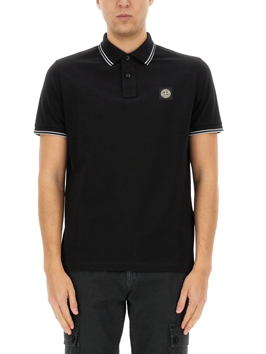 STONE ISLAND Men's Polo with Logo Patch - Size L
