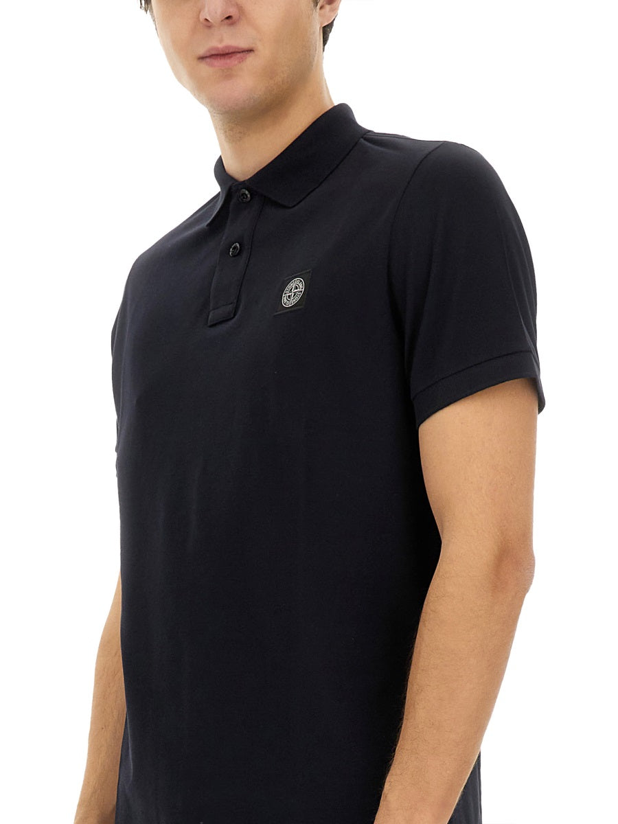 STONE ISLAND Polo with Patch Logo - Large Size