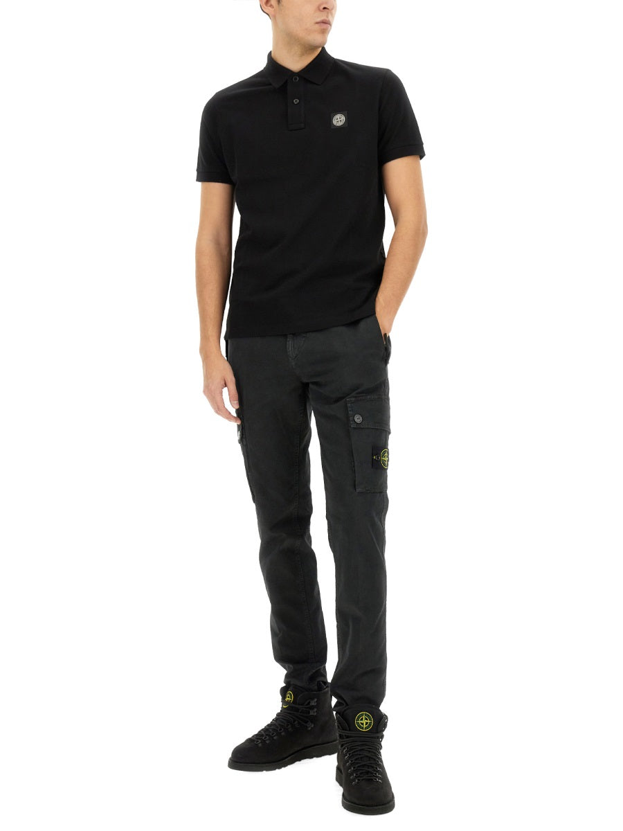 STONE ISLAND Men's Polo with Logo Patch - Size L