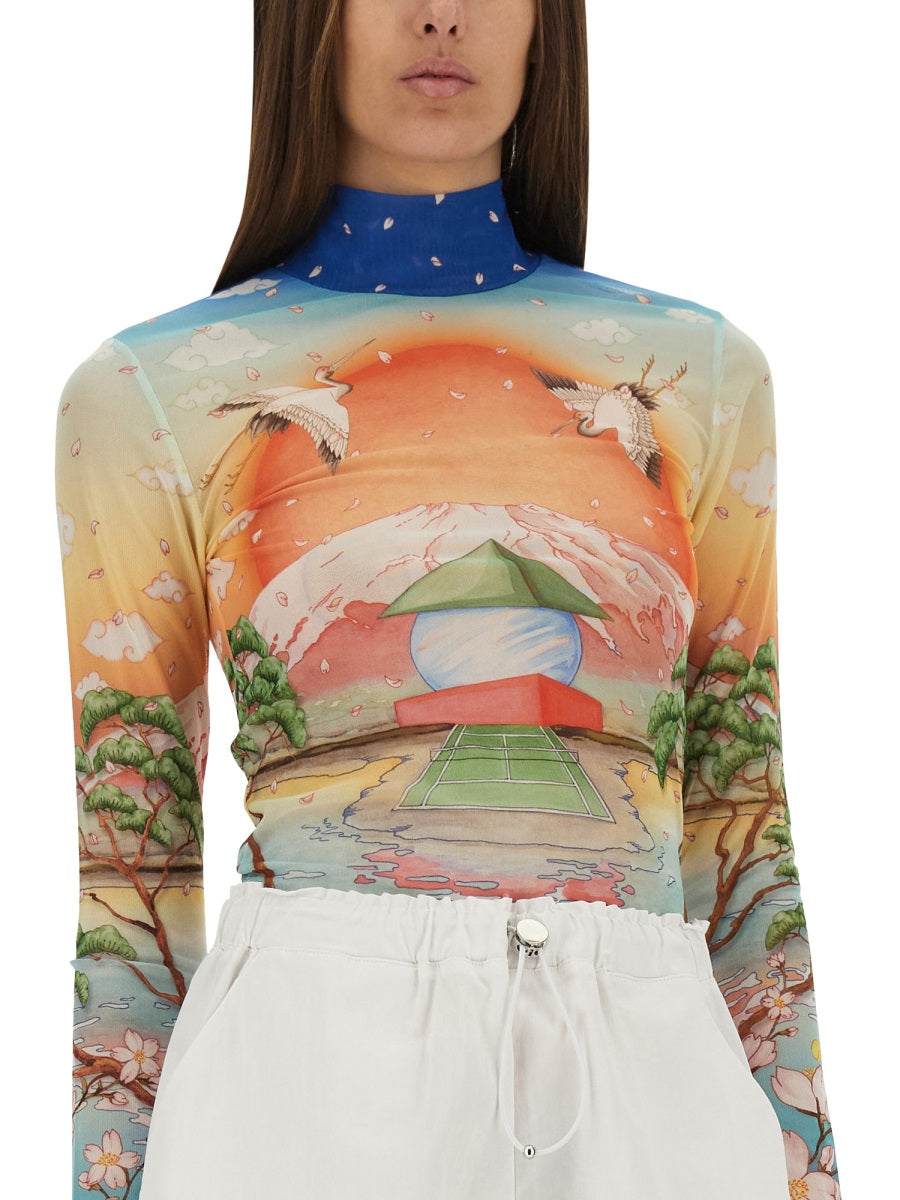 CASABLANCA Slim Fit Tennis Club Mesh Top