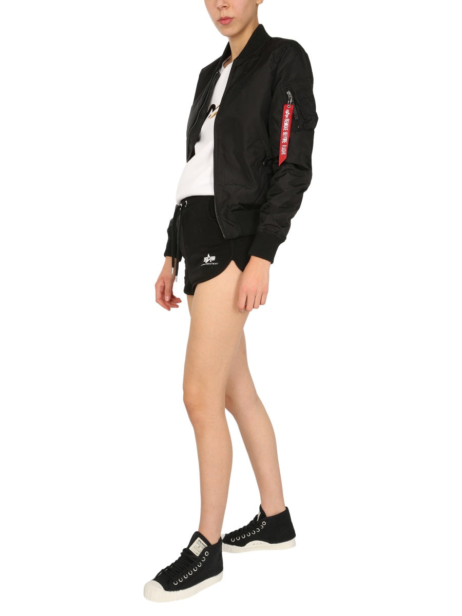 ALPHA INDUSTRIES Women's Mini Logo Shorts with Elastic Waist