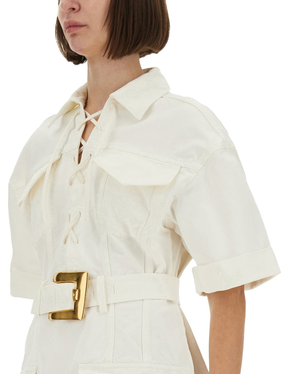 BALMAIN Cotton Gabardine Mini Dress (Size 36 FR)